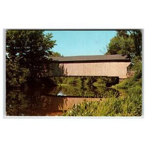 Corbin Bridge North Newport NH Covered Bridge Plastichrome Postcard